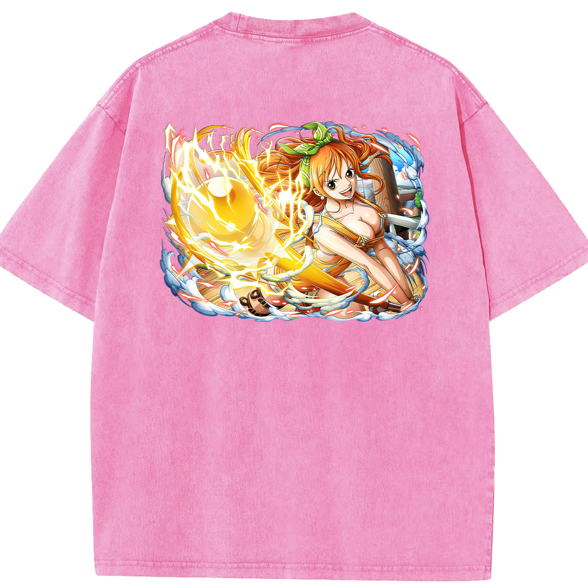 ワンピース ナミ ONE PIECE Nami 綿100% ヴィンテージ風 半袖Tシャツ（背面プリント）
